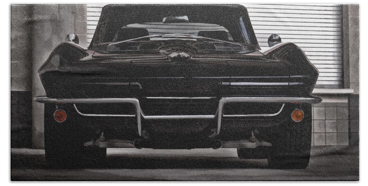 Corvette Beach Sheet featuring the digital art Classic Black by Douglas Pittman