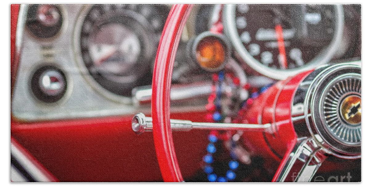 Classic Car Beach Towel featuring the photograph Classic Chevrolet Interior - Red by Jarrod Erbe