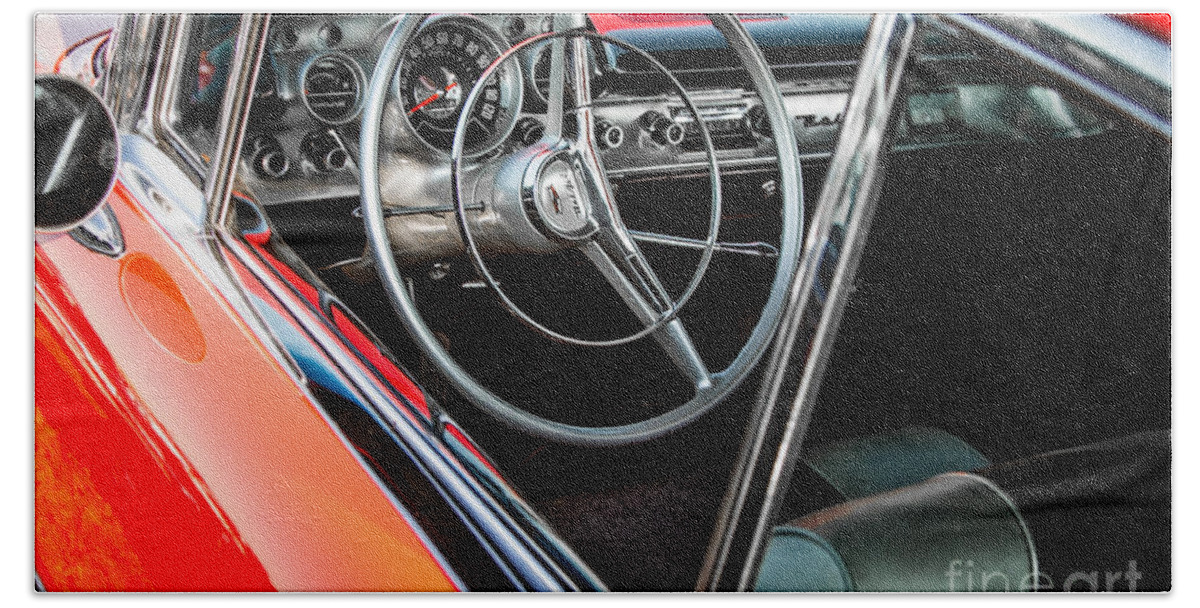 Chevy Beach Sheet featuring the photograph Classic Red Bel Air by Jarrod Erbe