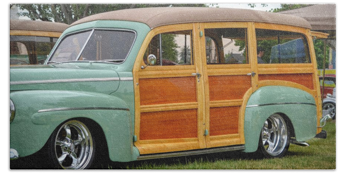Car Beach Towel featuring the photograph Classic Woodie by Dean Ferreira