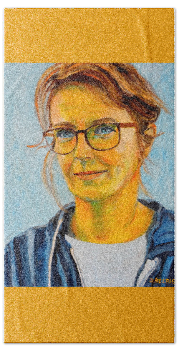 Portrait Beach Sheet featuring the painting Claudia-portrait by Dagmar Helbig