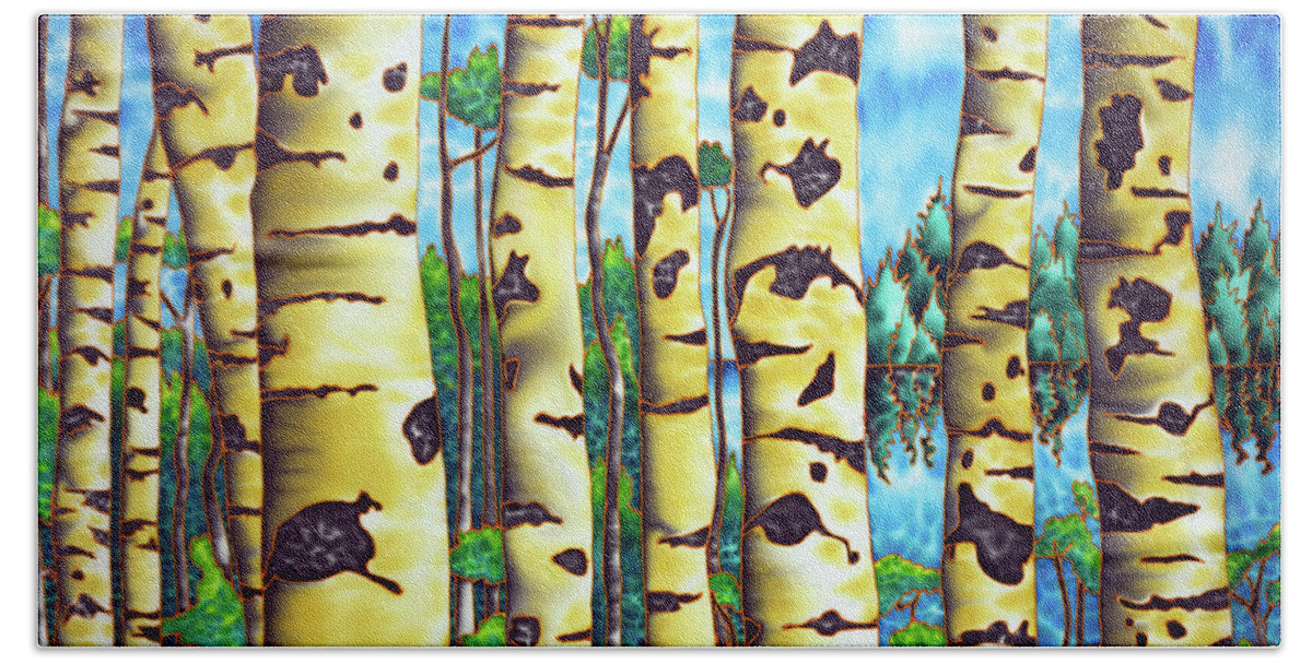 Birch Trees Beach Towel featuring the painting Clay Bank Birch by Daniel Jean-Baptiste