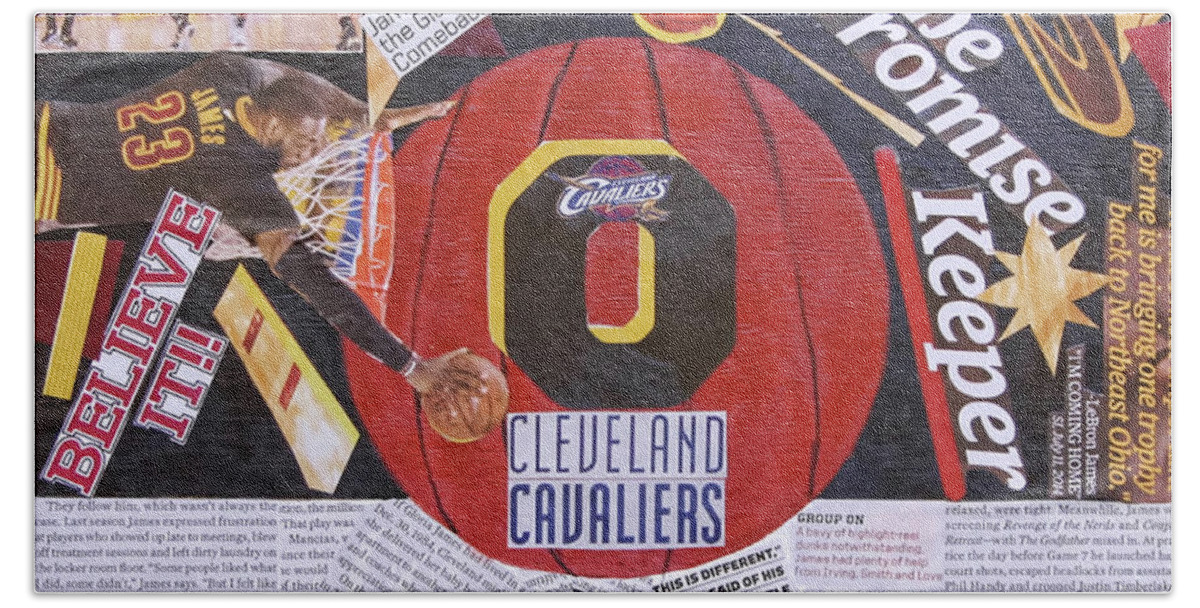 Cleveland Cavaliers Beach Towel featuring the painting Cleveland Cavaliers 2016 Champs by Colleen Taylor