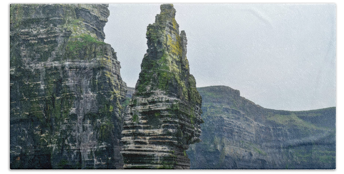 Landscape Beach Sheet featuring the photograph Cliffs Of Moher Sea Stack by Joe Ormonde