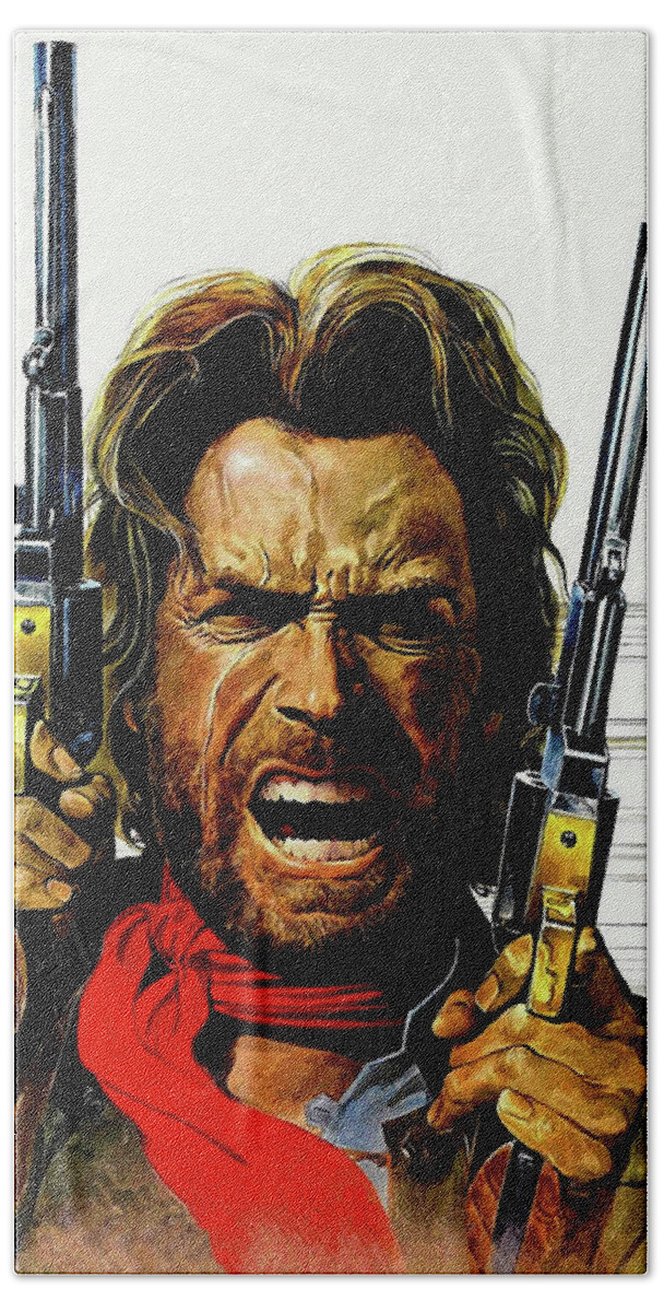 Clint Eastwood As Josey Wales Beach Towel featuring the mixed media Clint Eastwood As Josey Wales by David Dehner