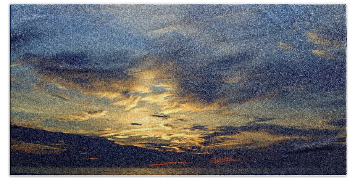 Clouded Sunrise Beach Towel featuring the photograph Clouded Sunrise by Newwwman