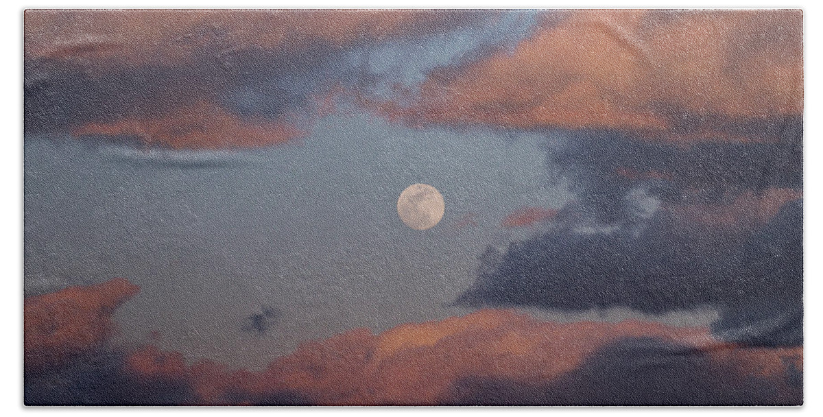 Terry D Photography Beach Sheet featuring the photograph Clouds and Moon March 2017 by Terry DeLuco