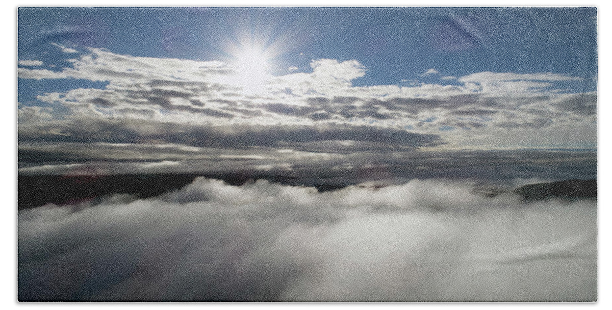 Morning Beach Towel featuring the photograph Clouds and Sun by Matt Swinden