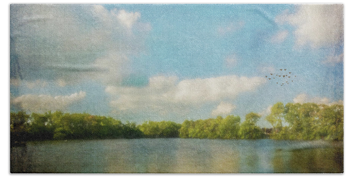 Clouds Beach Towel featuring the photograph Clouds Over The Lake by Cathy Kovarik