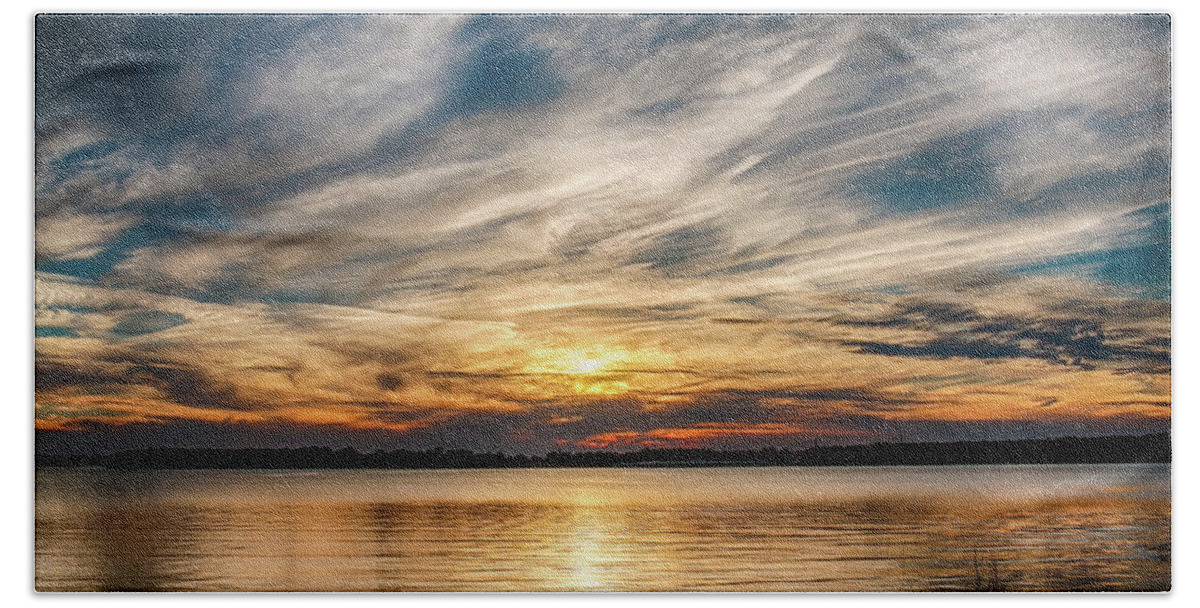 Horizontal Beach Towel featuring the photograph Cloudy Sunset by Doug Long