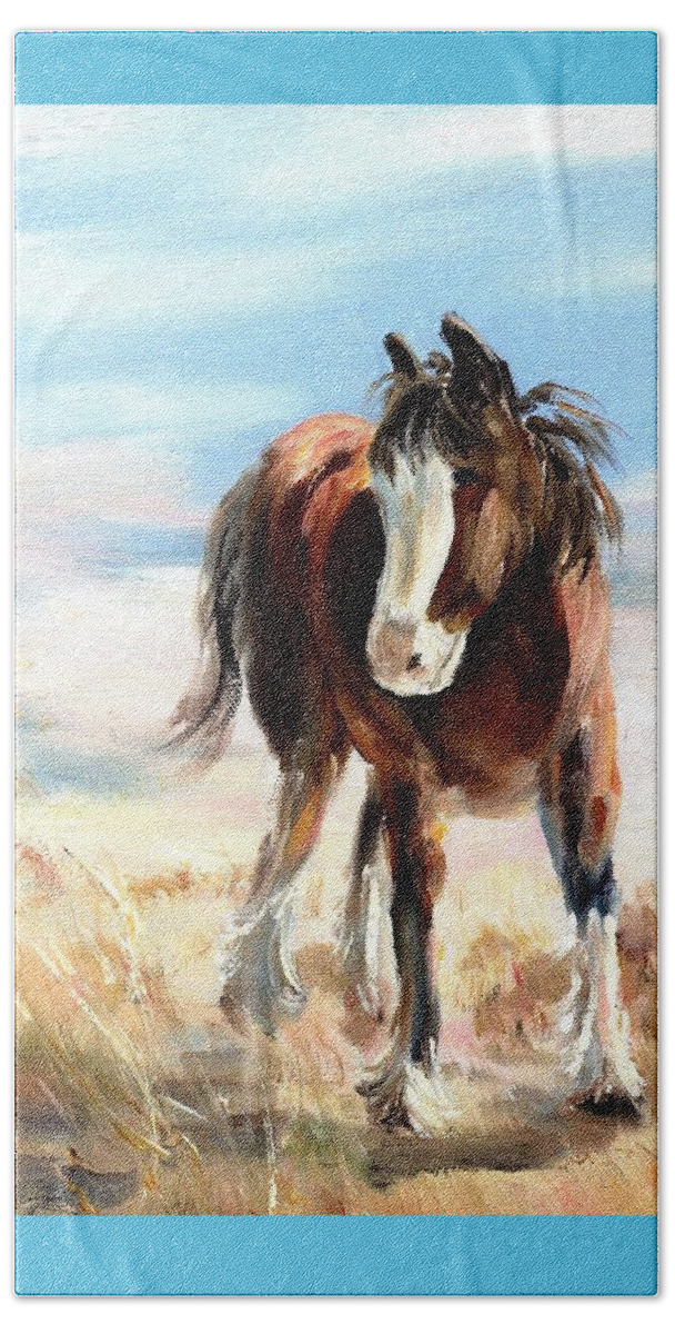 Clydesdale Beach Towel featuring the painting Clydesdale Foal by Ryn Shell