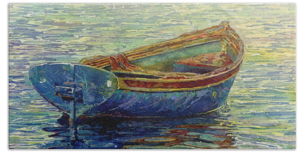 Rowboat Beach Towel featuring the painting Coastal Lullaby by Hailey E Herrera