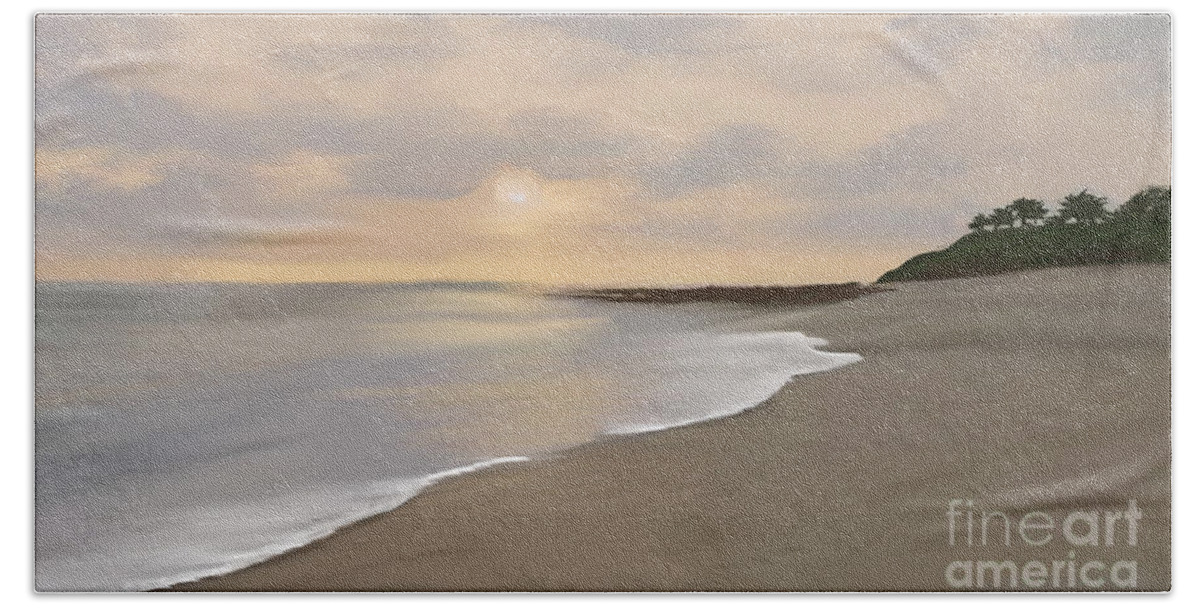 Anthony Fishburne Beach Towel featuring the mixed media Coastal Sunrise by Anthony Fishburne