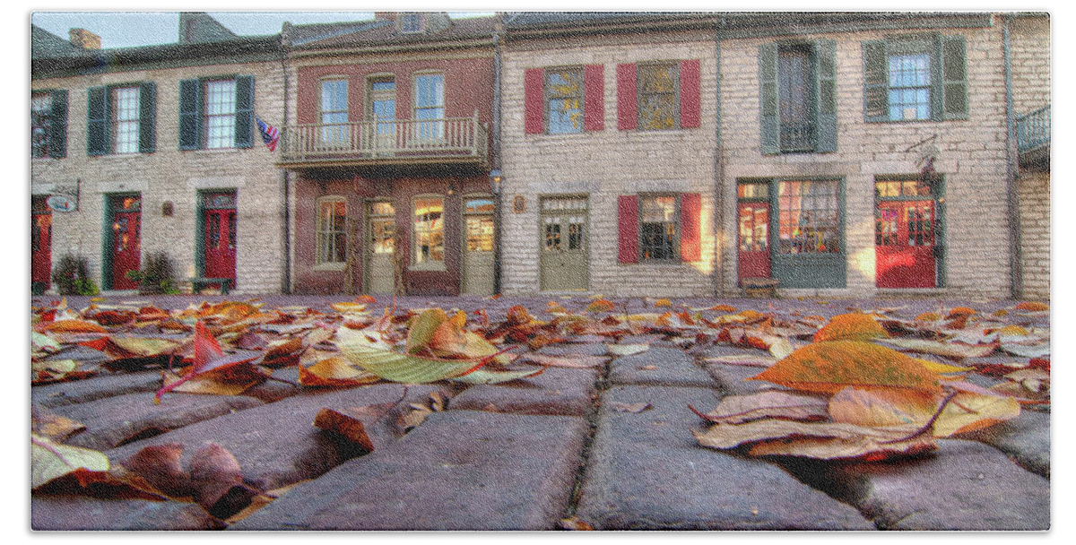 St. Charles Beach Towel featuring the photograph Cobblestone and Leaves by Steve Stuller