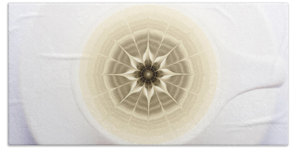 Abstract Beach Sheet featuring the digital art Coffe Foam Mandala by Klara Acel