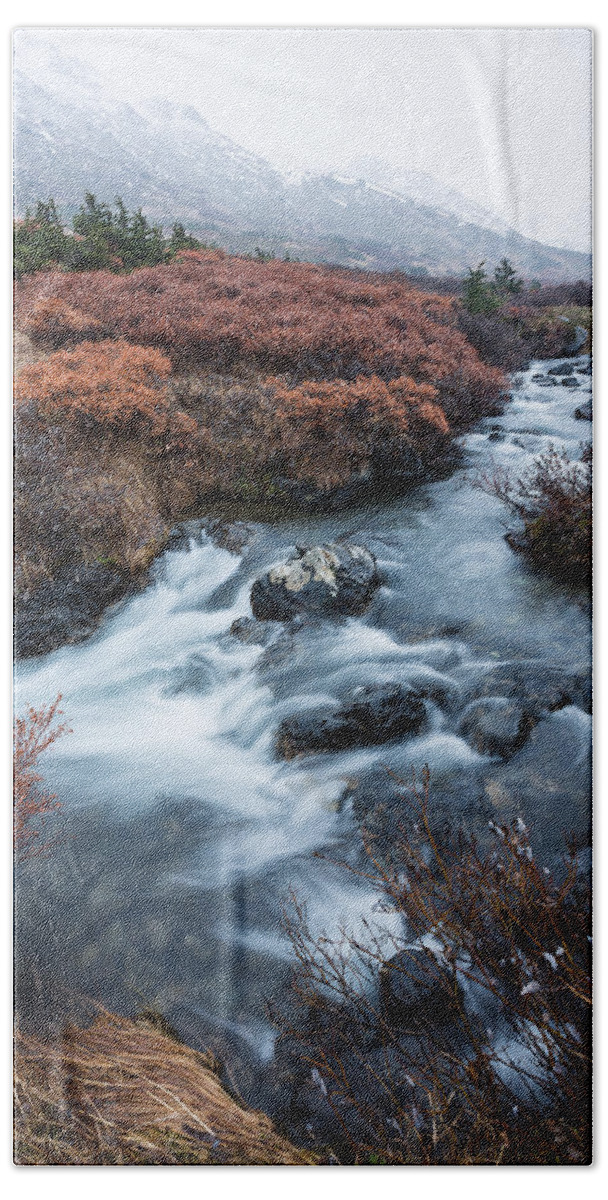Alaska Beach Sheet featuring the photograph Cold Creek in Autumn by Tim Newton