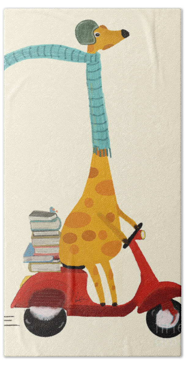 Giraffes Beach Towel featuring the painting College Days by Bri Buckley