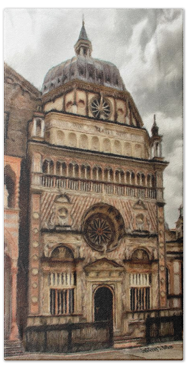 Chapel Beach Towel featuring the painting Colleoni Chapel by Jeffrey Kolker