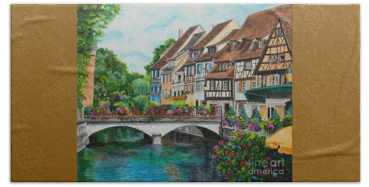 Colmar Beach Towel featuring the painting Colmar In Full Bloom by Charlotte Blanchard