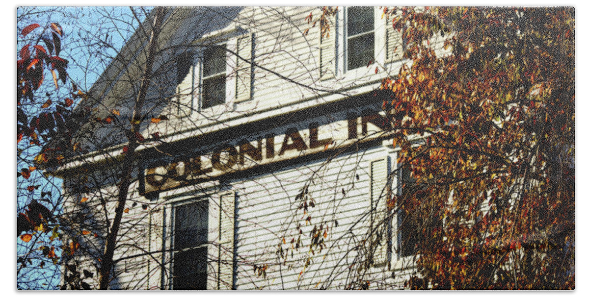 Maine Beach Towel featuring the photograph Colonial Inn by Mark Alesse