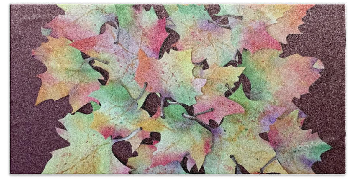 Leaves Beach Towel featuring the painting Color of Leaves by Lyn DeLano