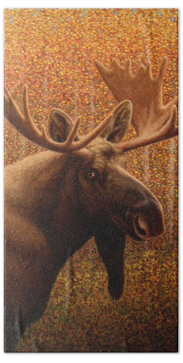 Moose Beach Towel featuring the painting Colorado Moose by James W Johnson