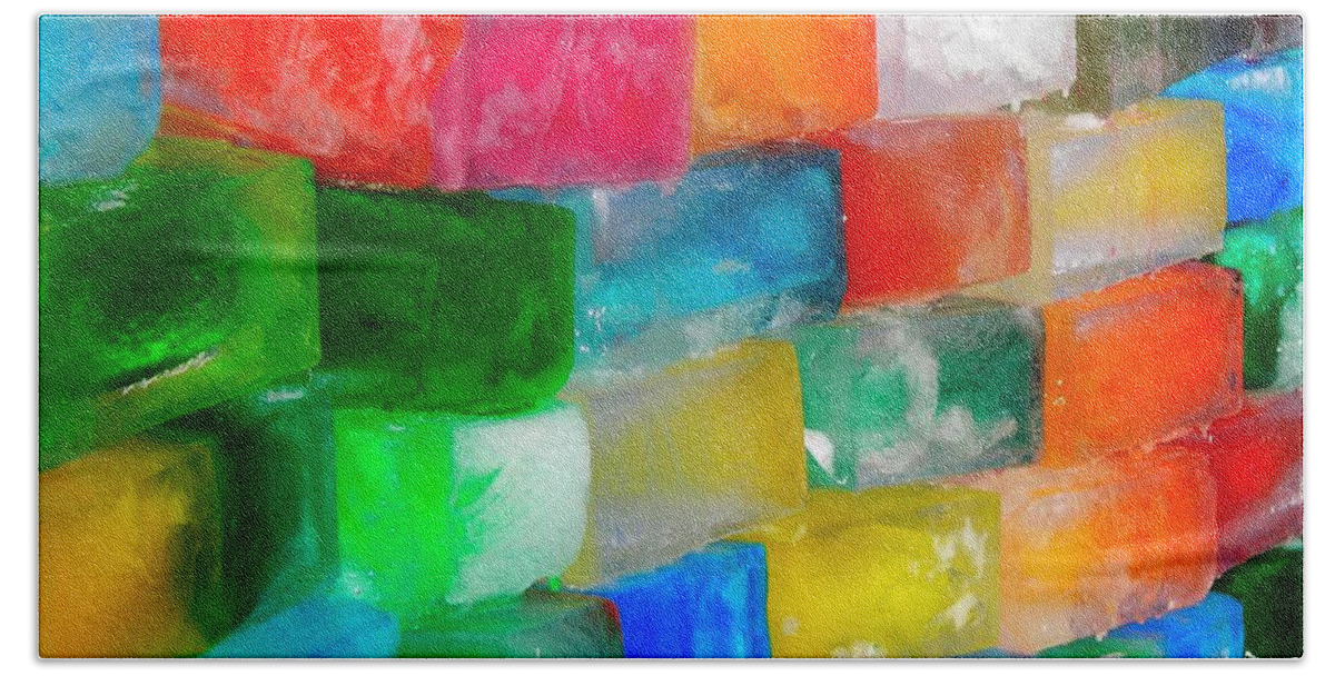 Wall Beach Towel featuring the photograph Colored Ice Bricks by Juergen Weiss