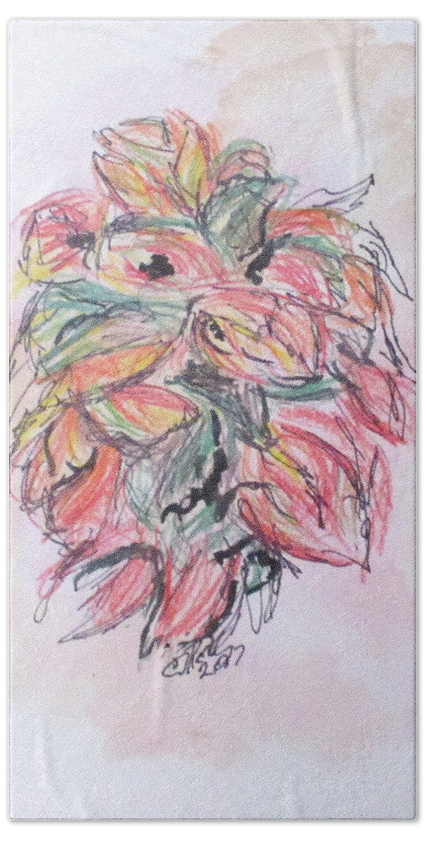 Pencil Beach Sheet featuring the drawing Colored Pencil Flowers by Clyde J Kell