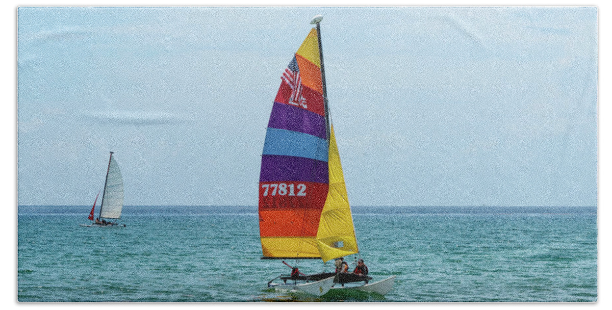 Florida Beach Towel featuring the photograph Colorful Catamaran 7 Delray Beach, Florida by Lawrence S Richardson Jr