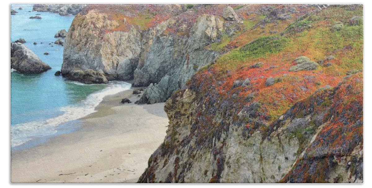 Big Sur Beach Towel featuring the photograph Colorful Coast by Connor Beekman