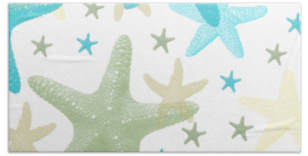 Digital Painting Beach Towel featuring the painting Colorful Starfish by Bonnie Bruno