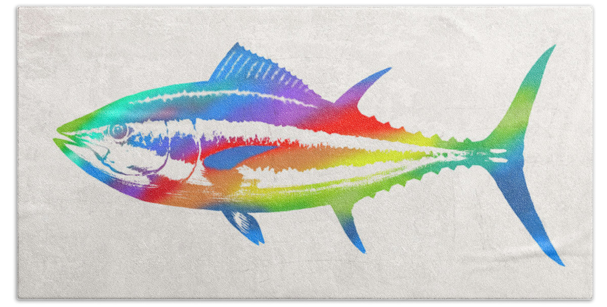 Tuna Beach Towel featuring the digital art Colorful Tuna by Guy Crittenden