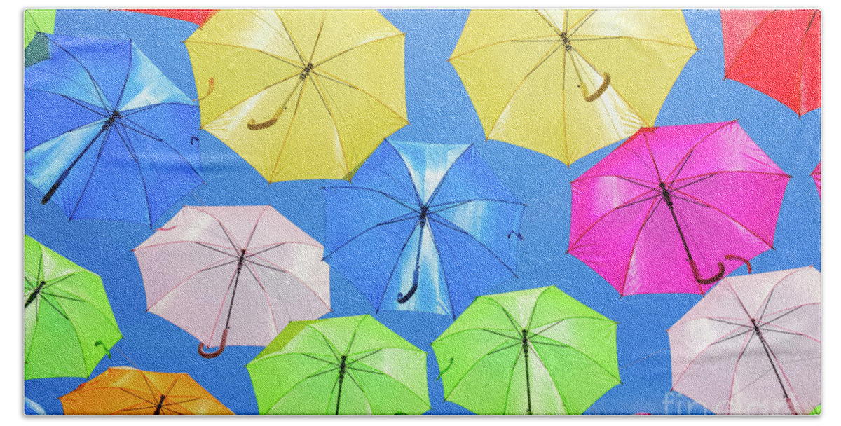 Umbrellas Beach Towel featuring the photograph Colorful Umbrellas II by Raul Rodriguez