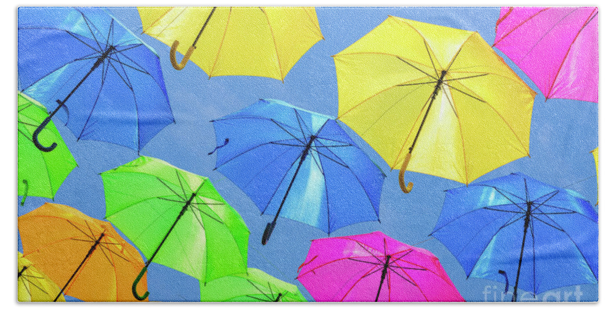 Umbrellas Beach Towel featuring the photograph Colorful Umbrellas III by Raul Rodriguez
