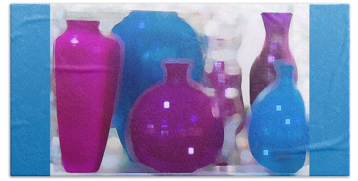 Vase Beach Towel featuring the digital art Colorful Vases II - Still Life by Ben and Raisa Gertsberg