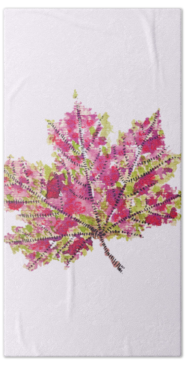 Leaf Beach Towel featuring the digital art Colorful Watercolor Autumn Leaf by Boriana Giormova