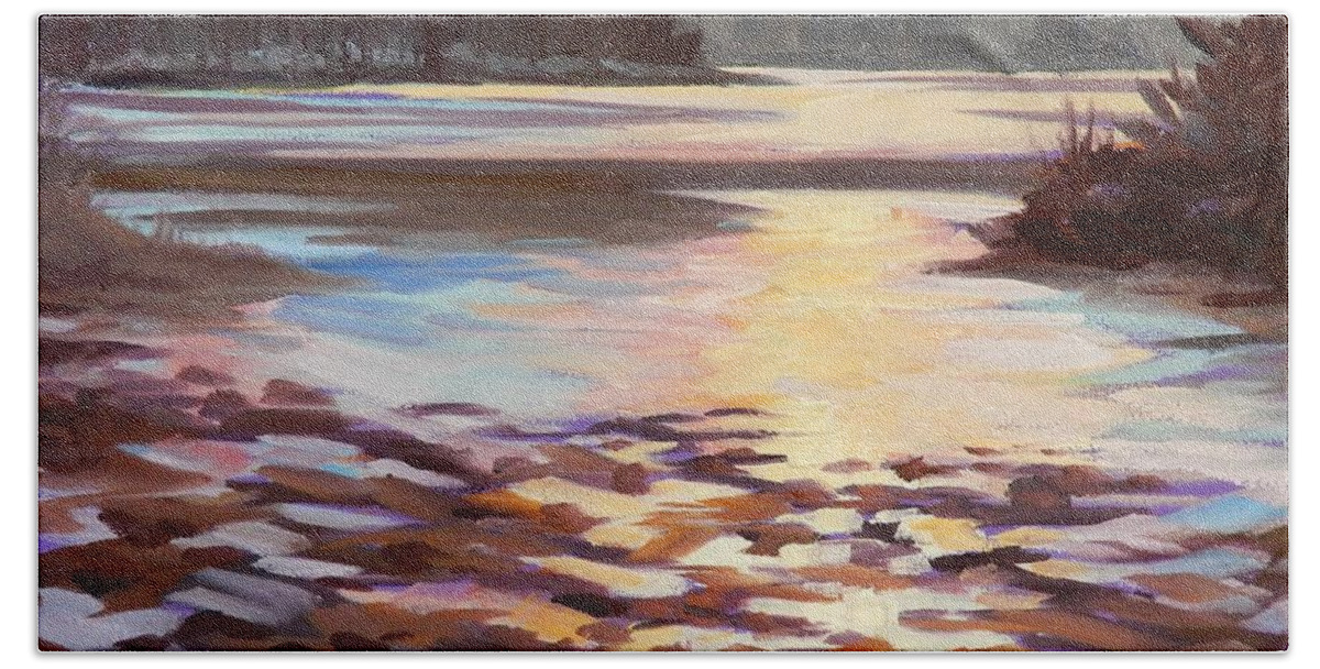 Trees Beach Towel featuring the painting Colors of a March Morning by K M Pawelec
