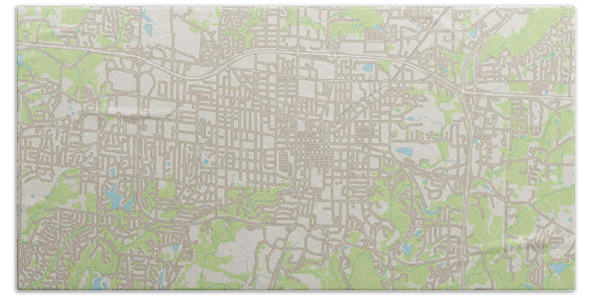 Columbia Beach Towel featuring the digital art Columbia Missouri US City Street Map by Frank Ramspott