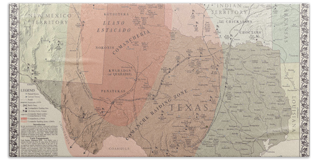 Texas Beach Towel featuring the digital art Comanches and War on the Texas Frontier by Al White
