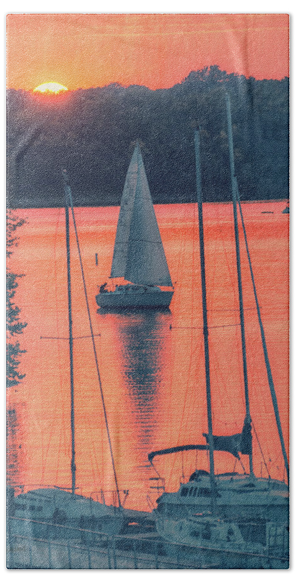 Sailboat Beach Towel featuring the photograph Come Sail Away by Pamela Williams