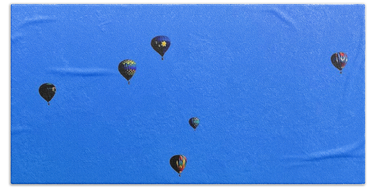 Hot Air Balloons Beach Towel featuring the photograph Come Together by John Glass