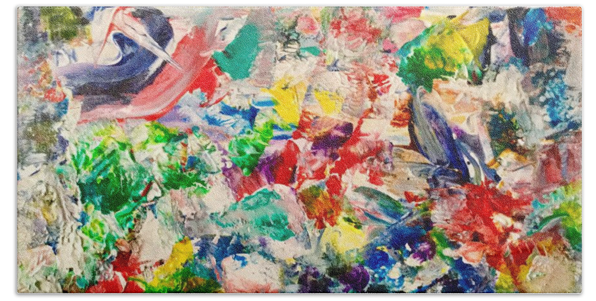 Abstract Beach Sheet featuring the painting Concussion by Elle Justine
