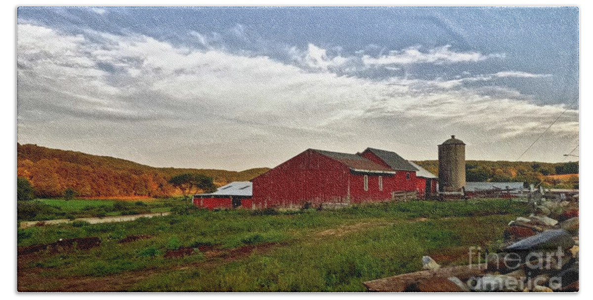 This Farm Is Located In Rural Warren Beach Towel featuring the photograph Connecticut Country by Dani McEvoy