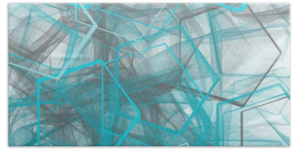 Blue Beach Towel featuring the painting Connecting Angles by Lourry Legarde