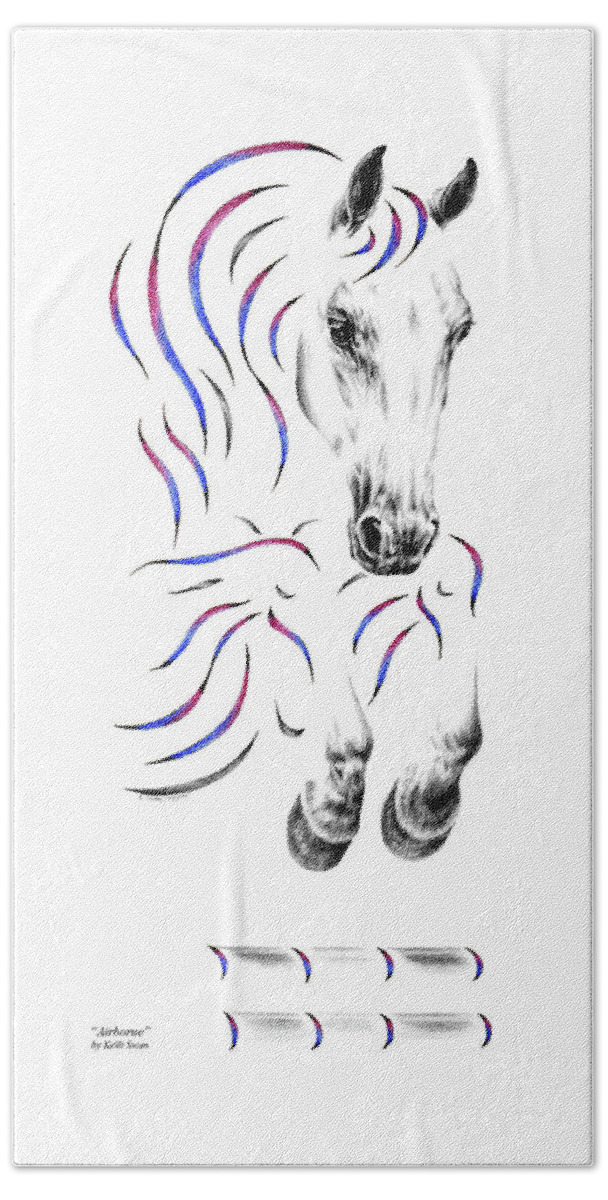 Jumper Beach Towel featuring the drawing Contemporary Jumper Horse by Kelli Swan