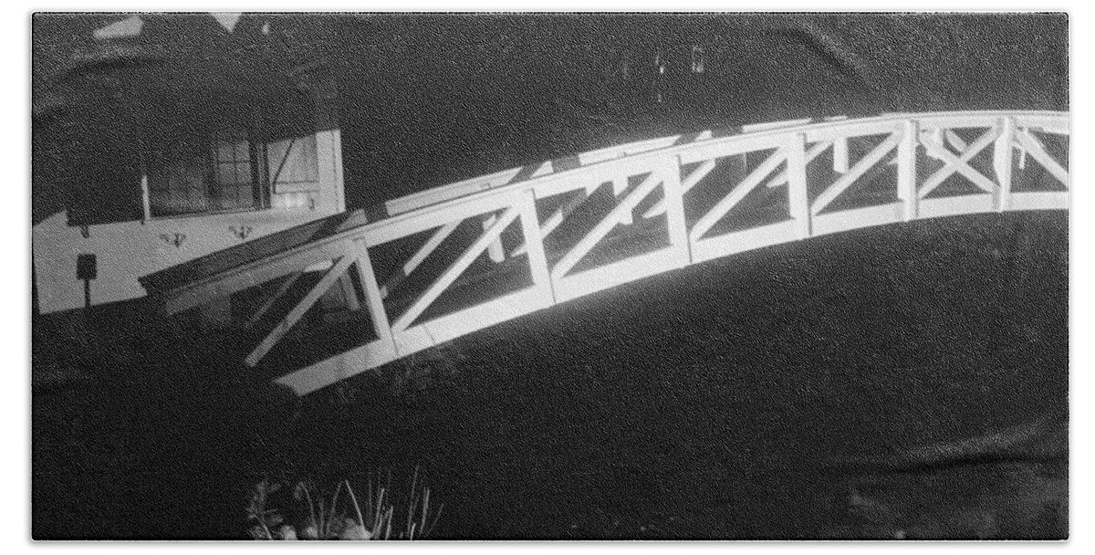 Somesville White Black Bridge Maine Beach Towel featuring the photograph Contrast from the Bridge by Lena Hatch