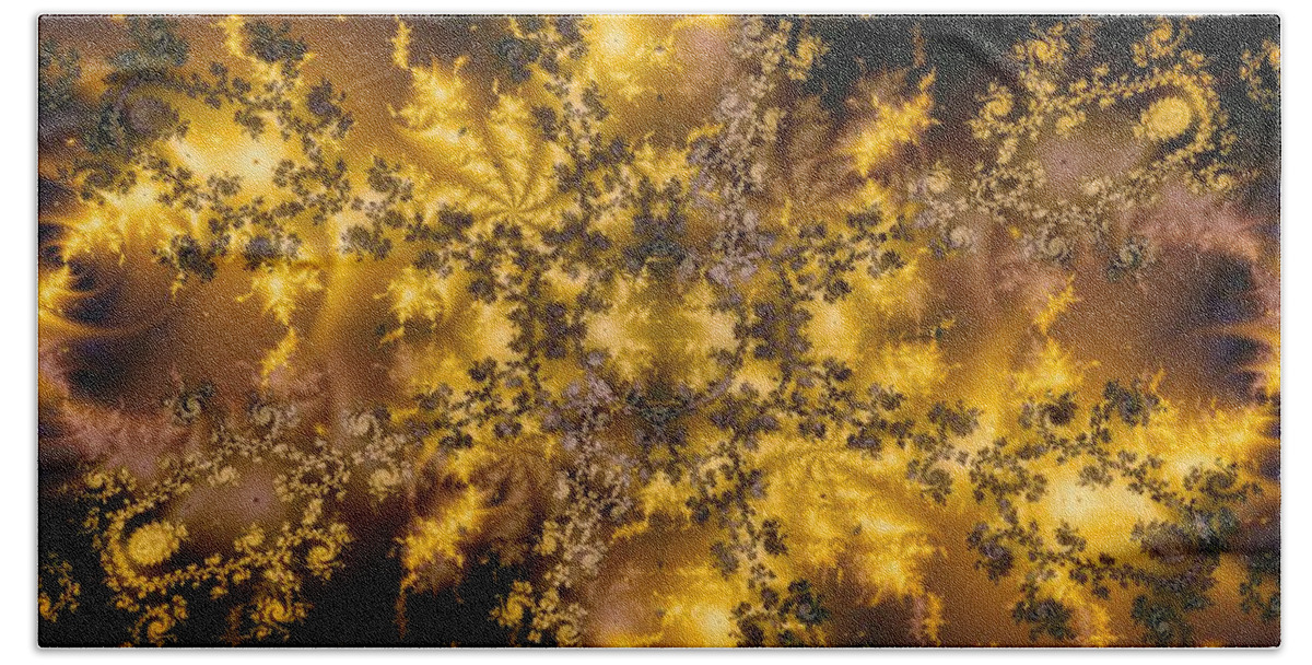 Controlled Chaos Beach Towel featuring the digital art Controlled Chaos / golden black by Elizabeth McTaggart