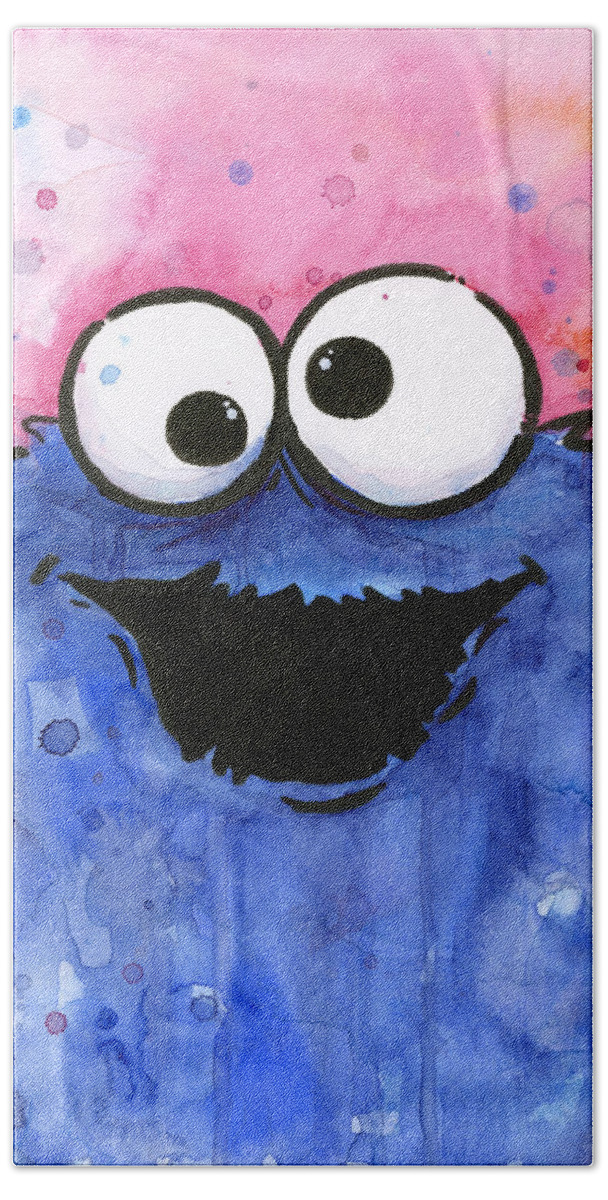 Cookie Beach Towel featuring the painting Cookie Monster by Olga Shvartsur