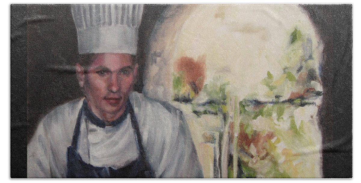Chef Beach Towel featuring the painting Cook's Passage by Connie Schaertl