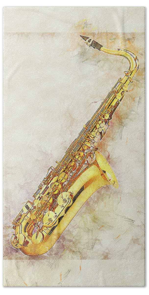 Saxophone Beach Sheet featuring the digital art Cool Saxophone by Anthony Murphy